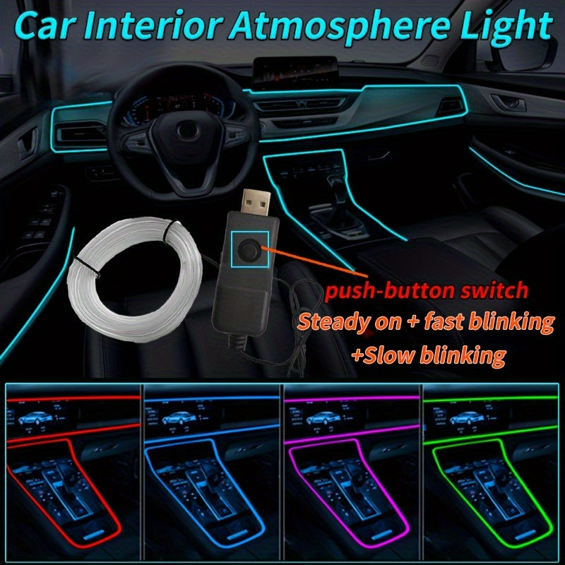Interior Car LED Atmosphere Light Flexible Neon Strip 200cm Decoration