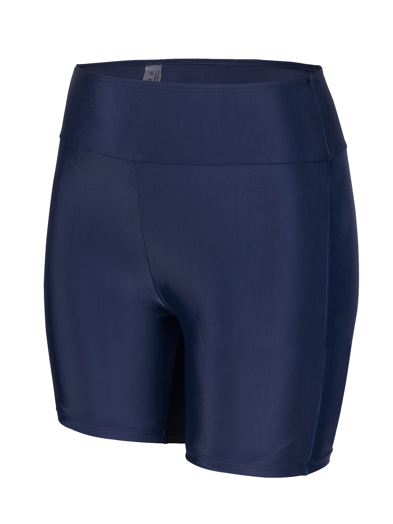 Qora rangdagi ayollar uchun yuqori belli suzish shortiklari, cho'ziluvchan polyester va elastan aralashmasidan tayyorlangan, ko'rinmaydigan ribbed tuzilishga ega. Suzish va suv sportlari uchun ideal, mashinada yuvish mumkin.