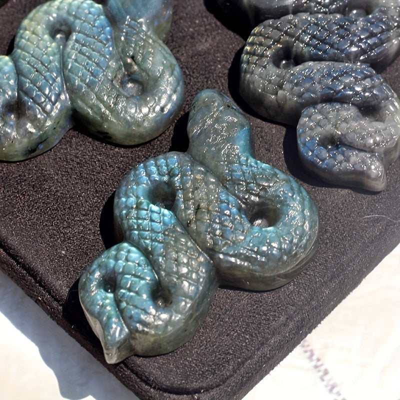 Лабрадоритовая змеиная резная украшение символ защиты подарок для друзей и семьи