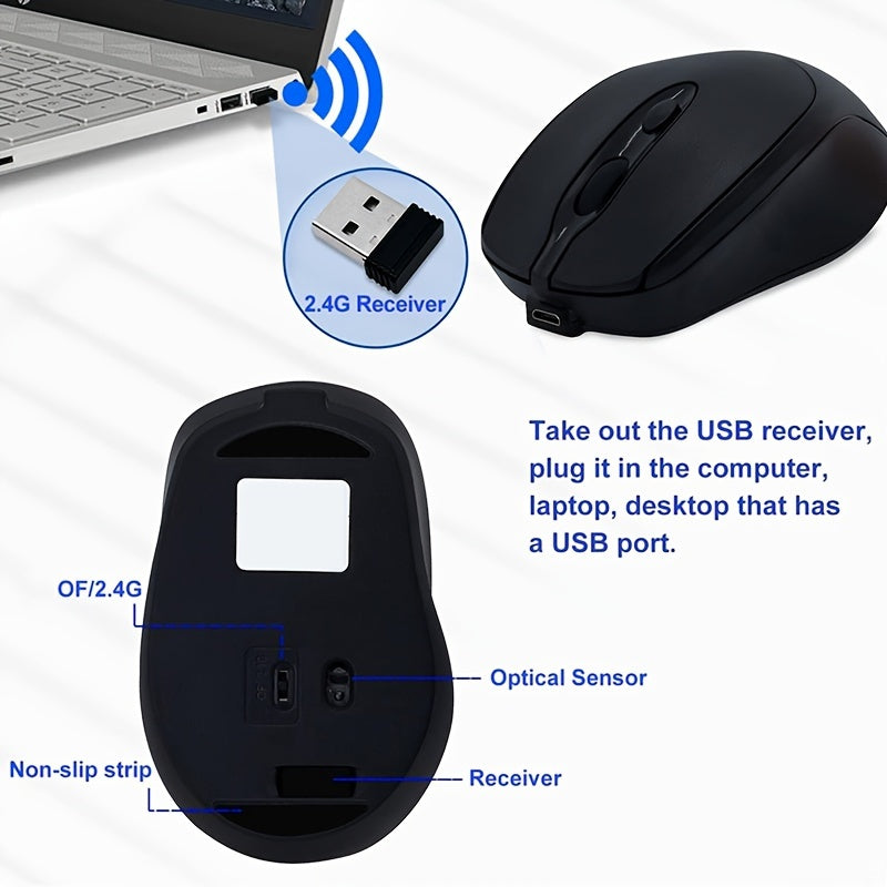 Wireless Rechargeable Dual-Mode Mouse for All Devices with Type-C Charging