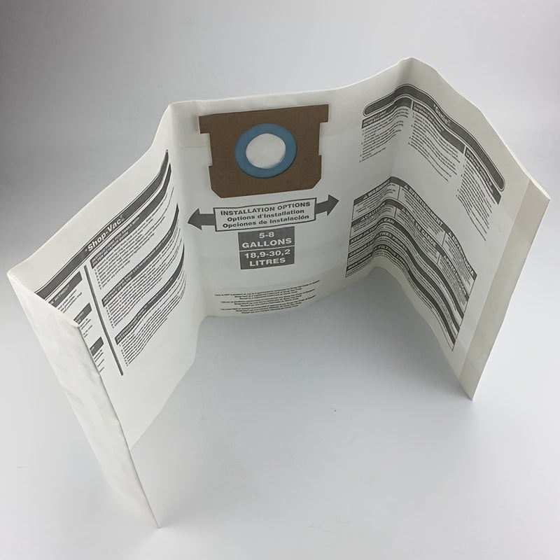 Пакет из 5 мешков для пылесосов Shop Vac - Совместим с пылесосами объемом 18.93-30.28 л - Повышает эффективность уборки и долговечность