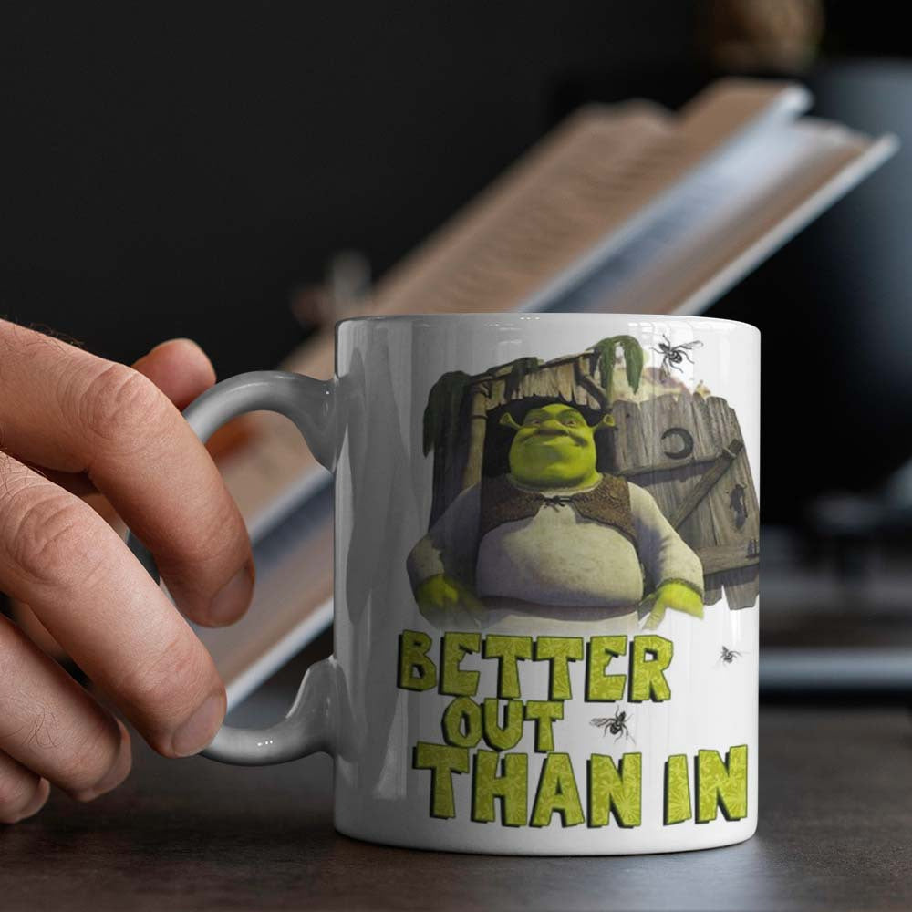Ceramic Coffee Mug with Humorous Better Out Than In Quote Food Safe Office Camping Dining
