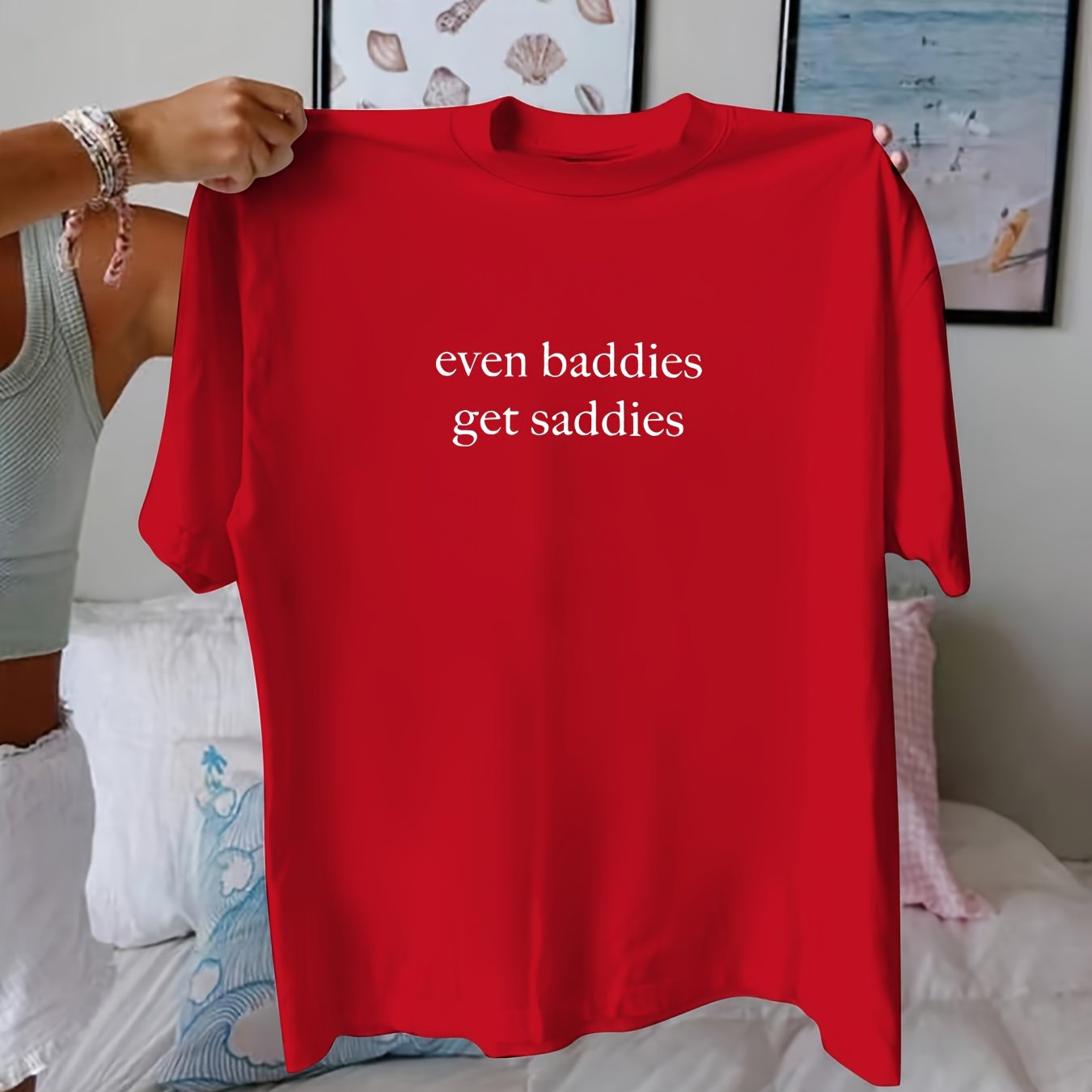 Women's Oversized Graphic Tee Black Short Sleeve Casual T-Shirt