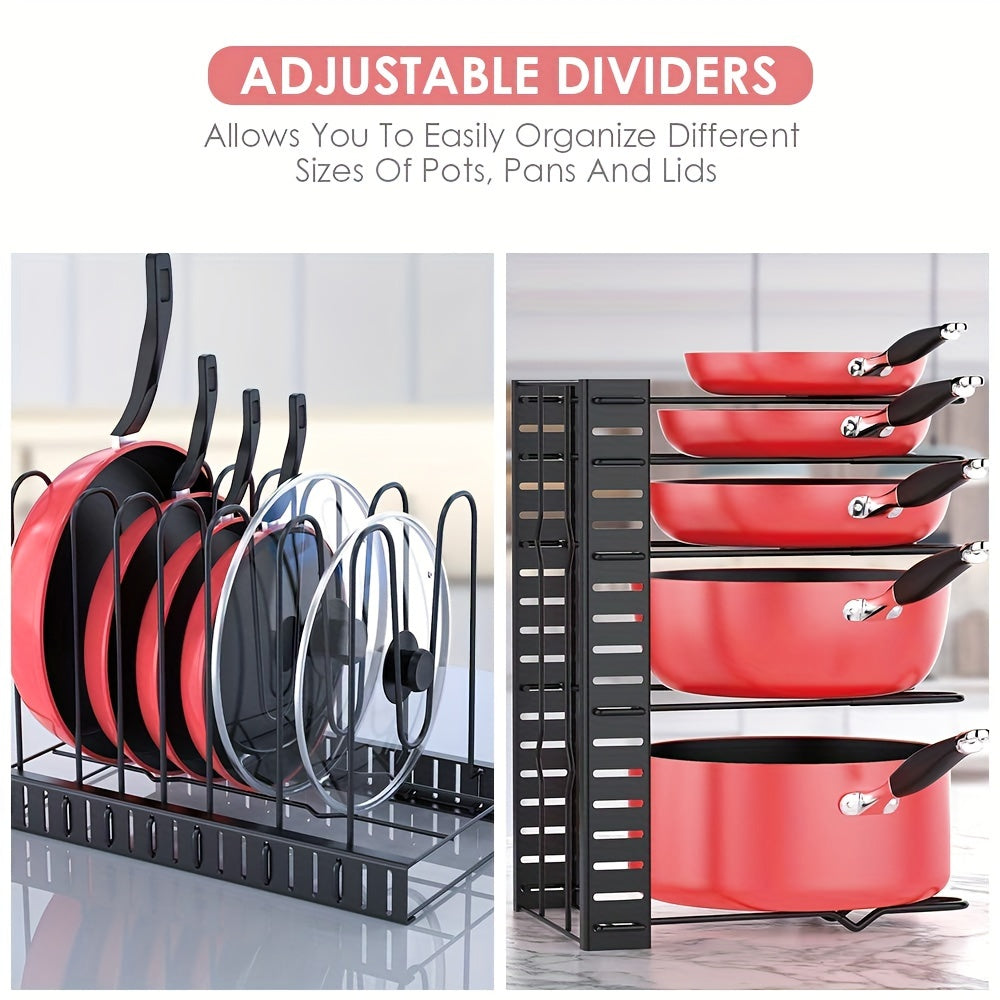 8-Tier Rust-Proof Iron Kitchen Organizer Rack Under Cabinet Storage for Pots and Pans