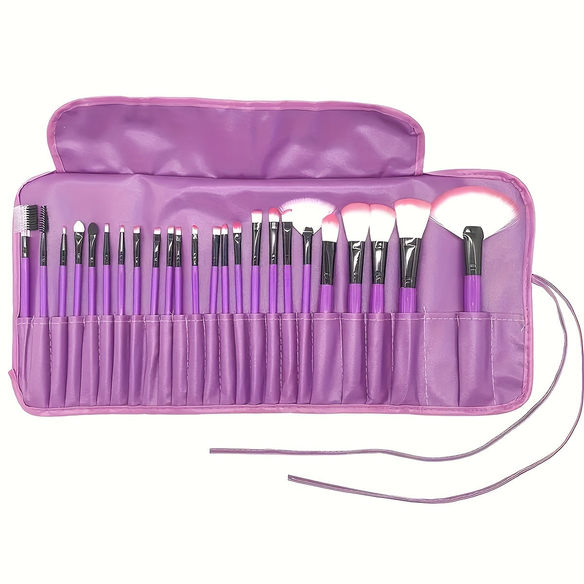 24-Piece Makeup Brush Set with Oval Brushes Polyester Bristles ABS Handles for Foundation Eyeshadow Contouring