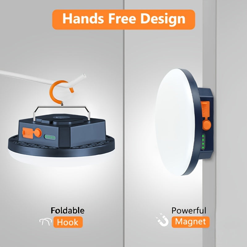 Linterna de camping LED recargable con base magnética, batería de litio de 4800mAh y 4 modos