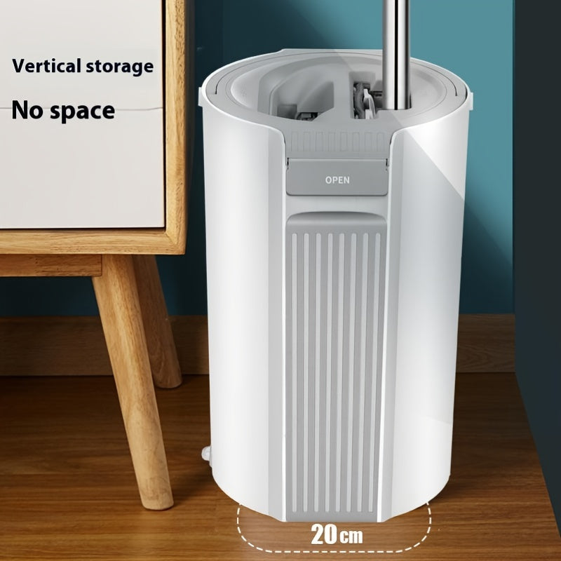 O'z-o'zidan siqiladigan tekis mopu to'plami, zanglamaydigan po'latdan yasalgan tutqich va chelak - Qo'llar bilan ishlatmasdan, quruq va nam mop dizayni bilan yashash xonangizni oson tozalang, qo'llaringizni ishlatmasdan siqish oson.