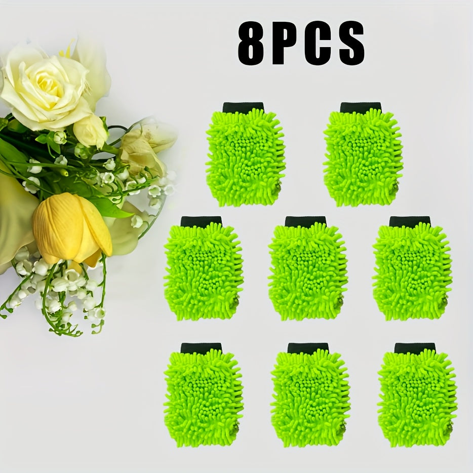 2-Pack Microfiber Car Wash Gloves Gray Blue Green Regular Size