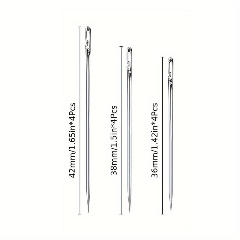 12-упаковка перфорированных швейных игл из нержавеющей стали для ручных домашних изделий, подходит для пожилых людей. Идеально подходит для ручного шитья и квилтинга.