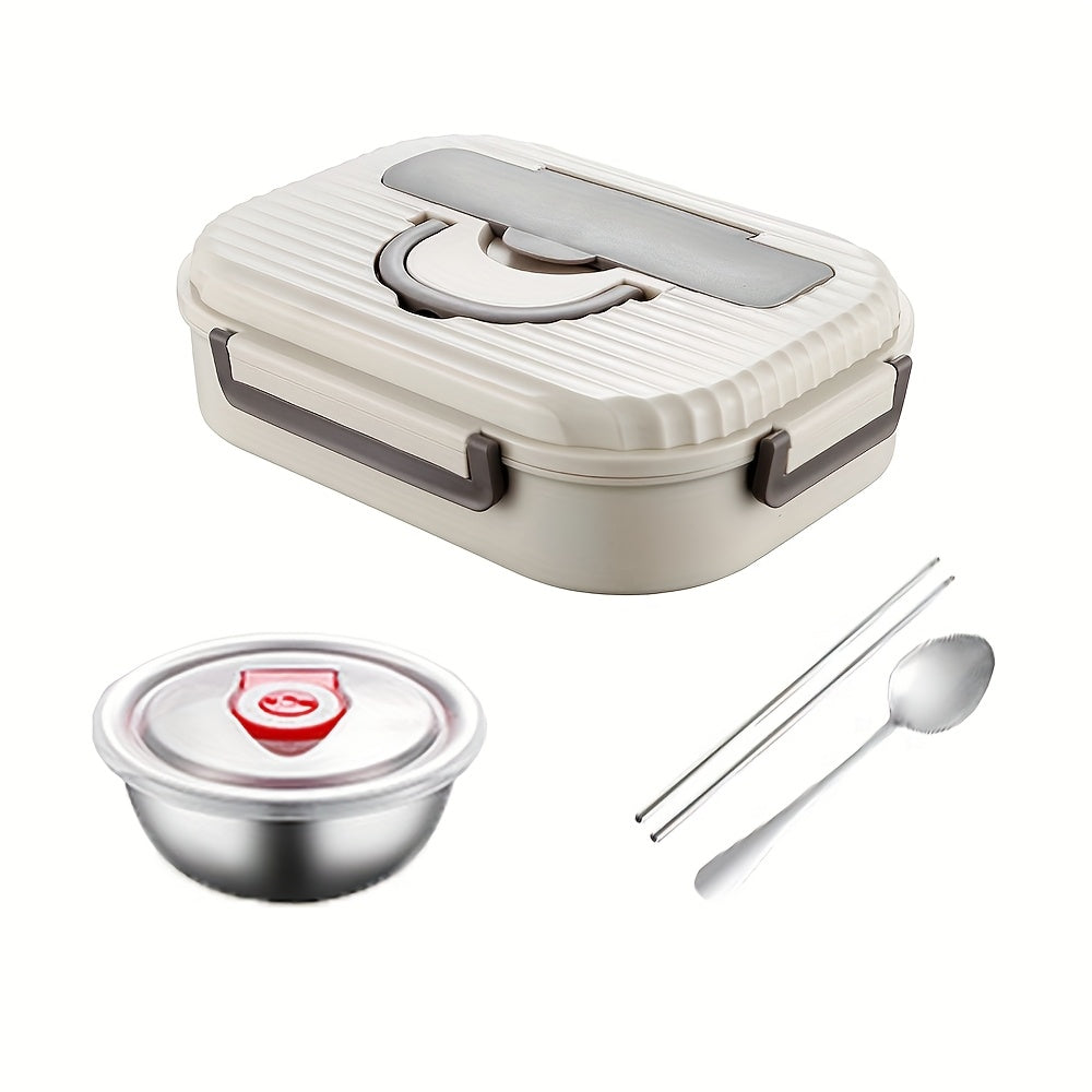 Stainless steel lunch box with compartments microwave water safe includes soup bowls utensils