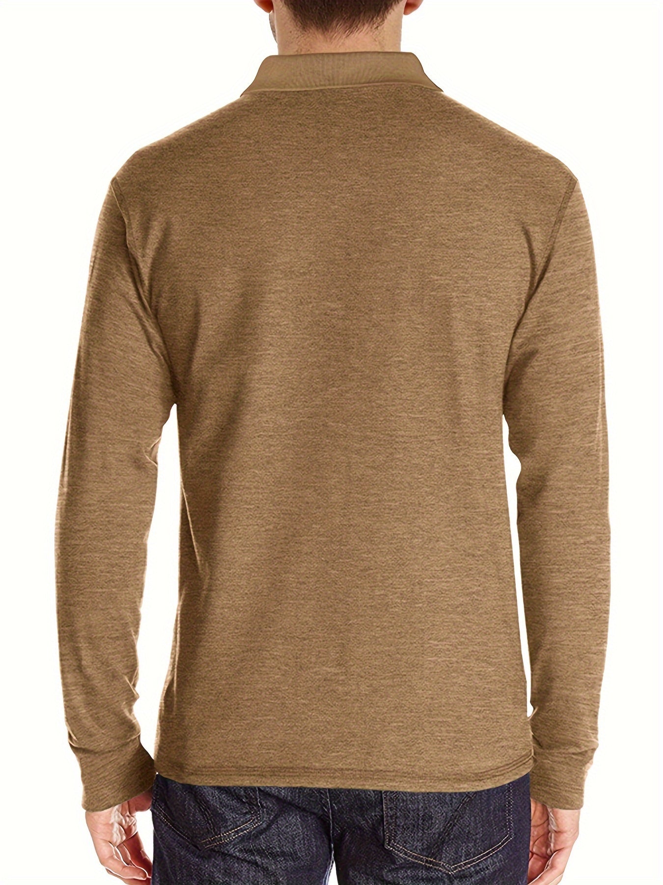 Men's Plus Size Brown Long Sleeve Shirt with Chest Pocket Casual Stretch Fabric