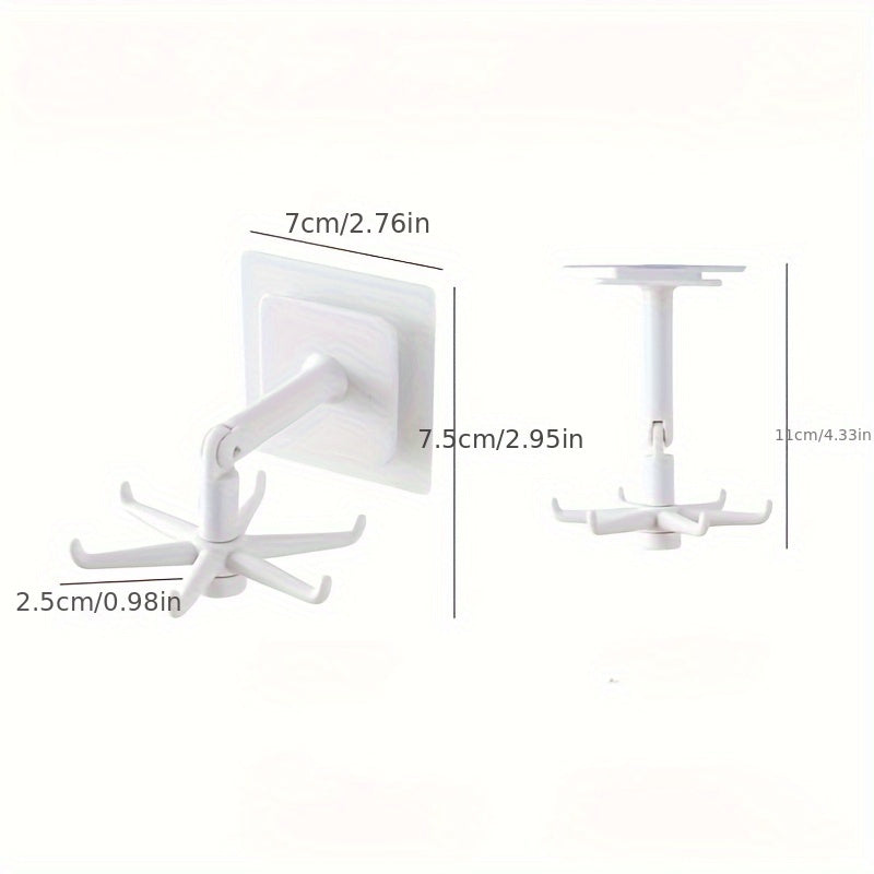 Kuchka anjomlarini saqlash uchun devorga o'rnatiladigan, 360° aylanadigan yopishqoq tutqichli plastmassa saqlash tashkilotchisi