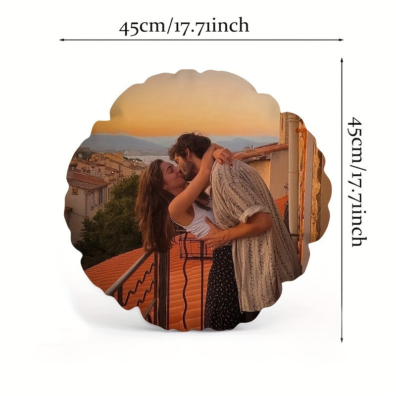 Personalized Round Pillow Cover with Custom Photo Soft Polyester for Home Decor