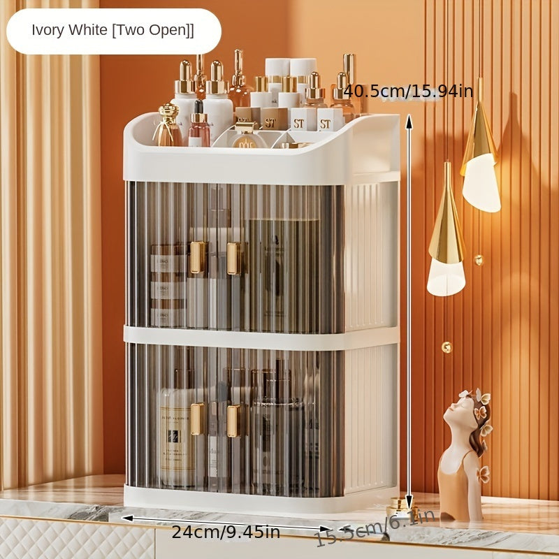 Transparent Plastic Cosmetic Organizer with Multi-Layer Sliding Drawers for Makeup and Skincare