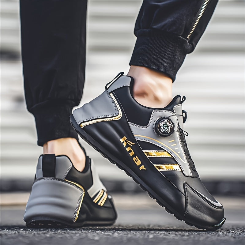 Men's Breathable Non-Slip Sneakers with Elastic Closure for Running and Casual Wear