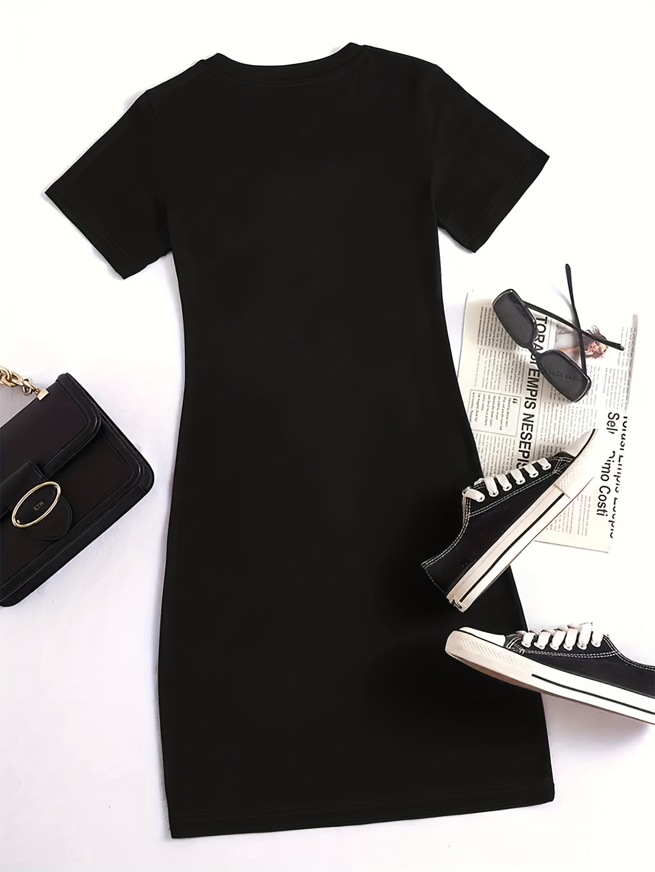 Plus Size Women's Summer Stretchy T-Shirt Dress Short Sleeve Bodycon