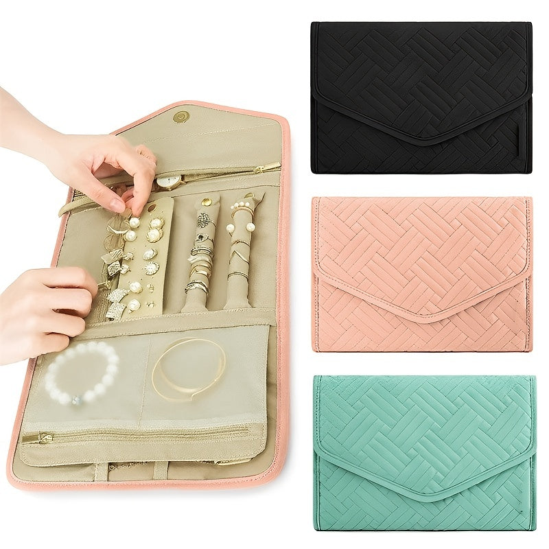 Zargarlik va makiyaj uchun ko'p bo'limli, suv o'tkazmaydigan zamonaviy tashkilotchisi, sayohat va uyda saqlash uchun ideal. Pushti, qora va cyan ranglarda mavjud. Mustahkam polyester materialidan tayyorlangan.