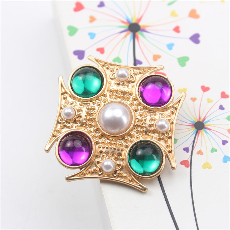 Vintage Resin Enamel Brooch Pin ayollar uchun zamonaviy barokko zargarlik buyumlari sovg‘a