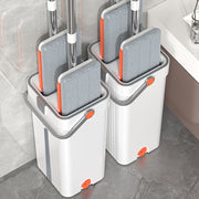 Yassi mop va kova to'plami, Wringer bilan, 132cm tutqich, qayta ishlatiladigan mikrotoʻlqinli padlar