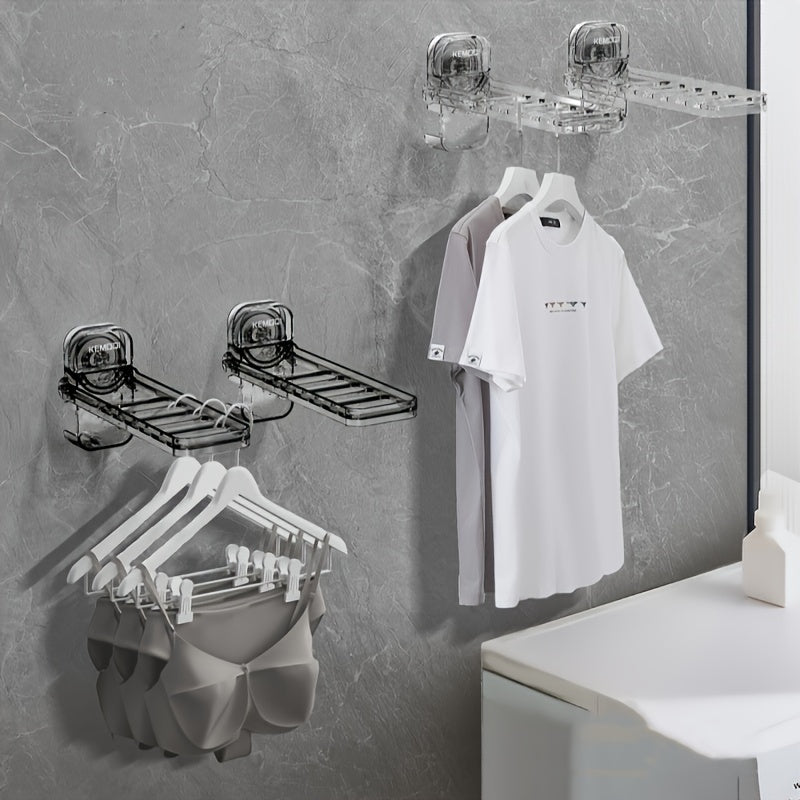 Foldable Clothes Drying Rack with Suction Cups Portable Laundry Hanger for Balcony and Home