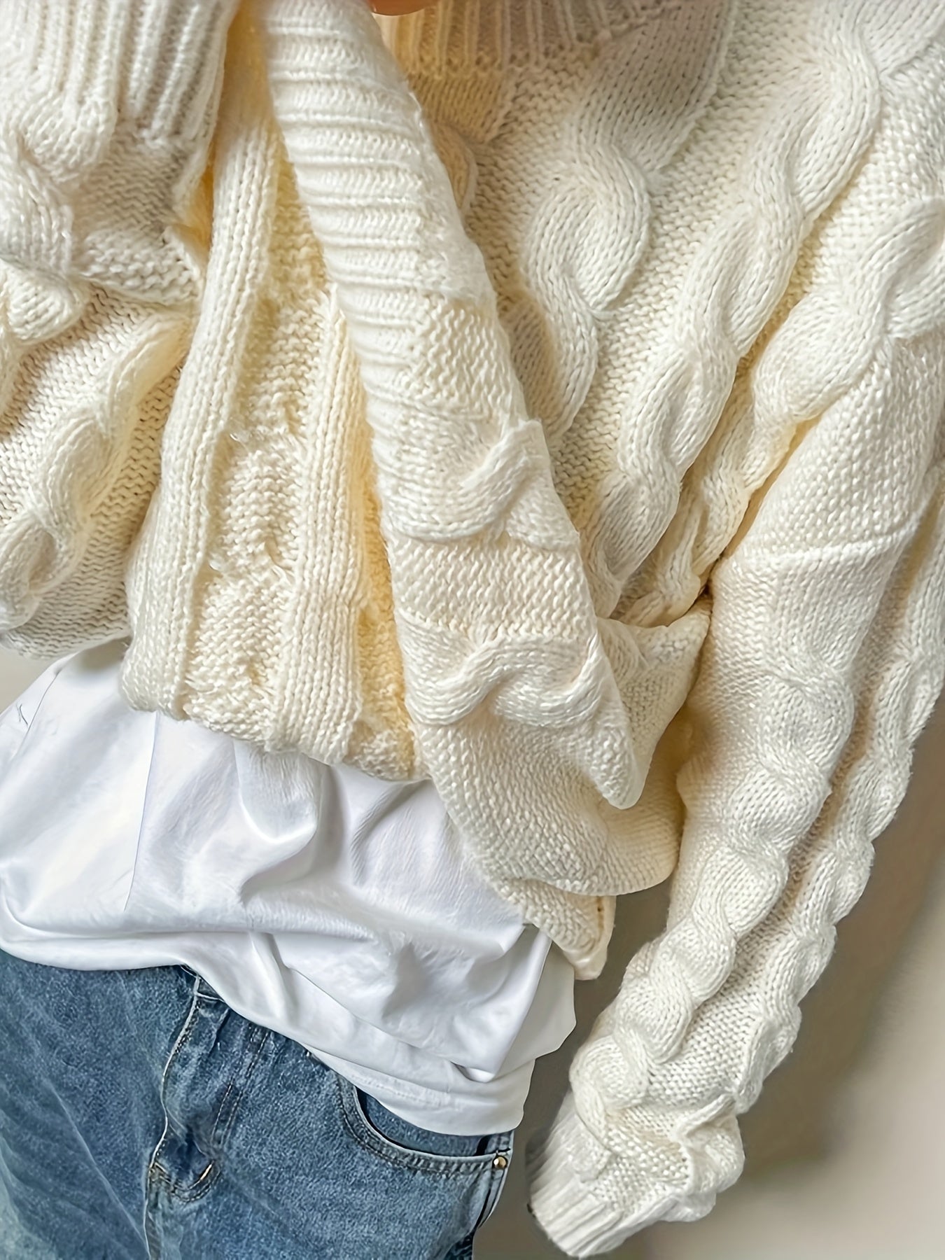 Men's Knitted Cable Sweater Crew Neck Warm Fall Winter Pullover