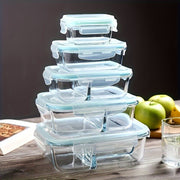 Glass Food Storage Container Set with Lid 12.5oz Microwave Dishwasher Safe Rectangular