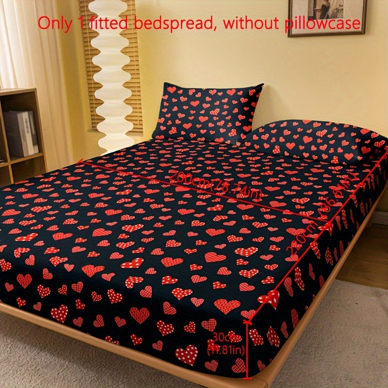 Soft Heart Print Fitted Sheet Deep Pockets Bed Bedroom Guest Room