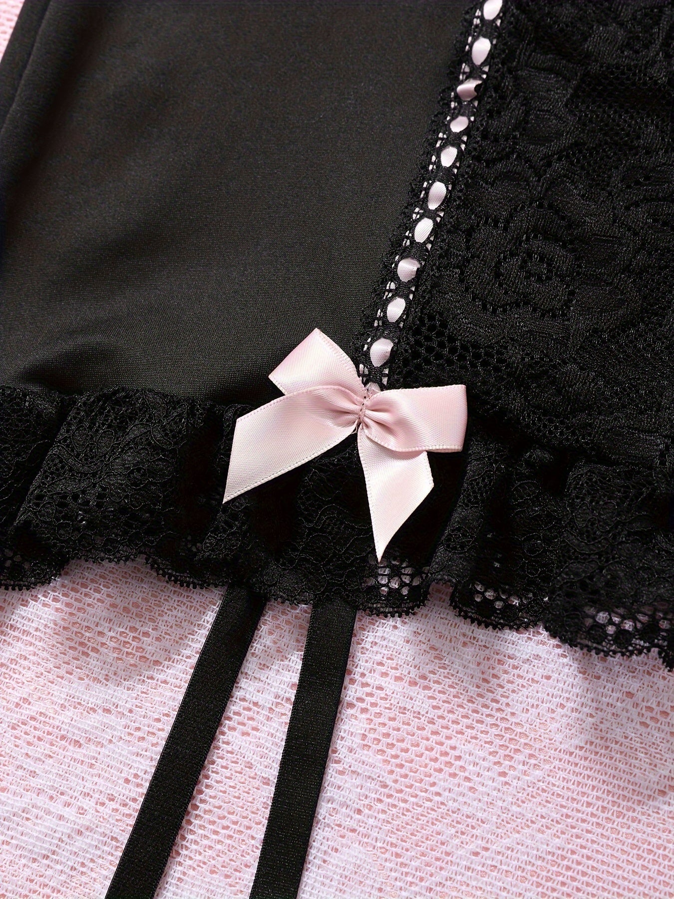 Plus Size Women's Lace Bodysuit with Suspender Details