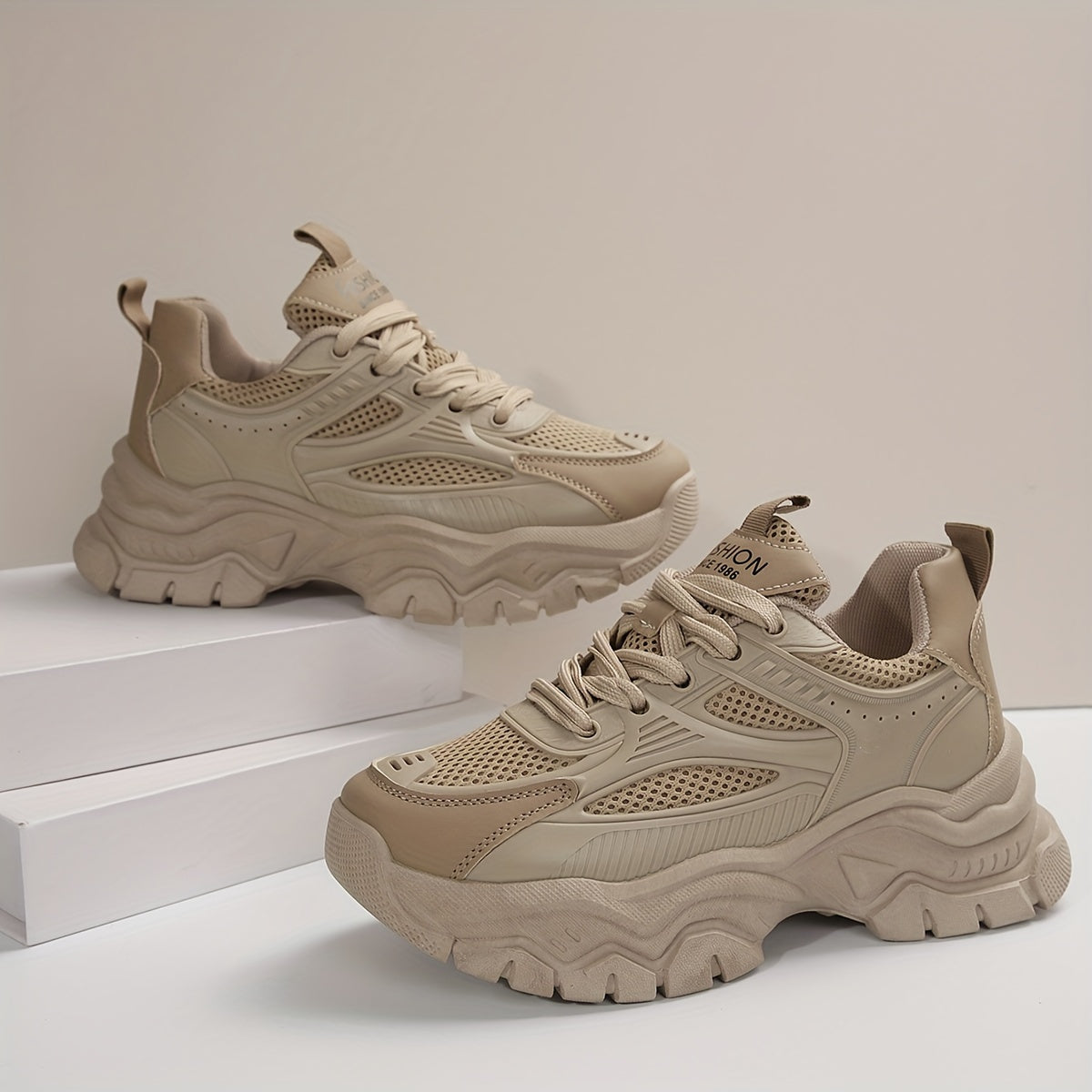 Women's Mesh Chunky Sneakers Breathable Low Top Running Shoes
