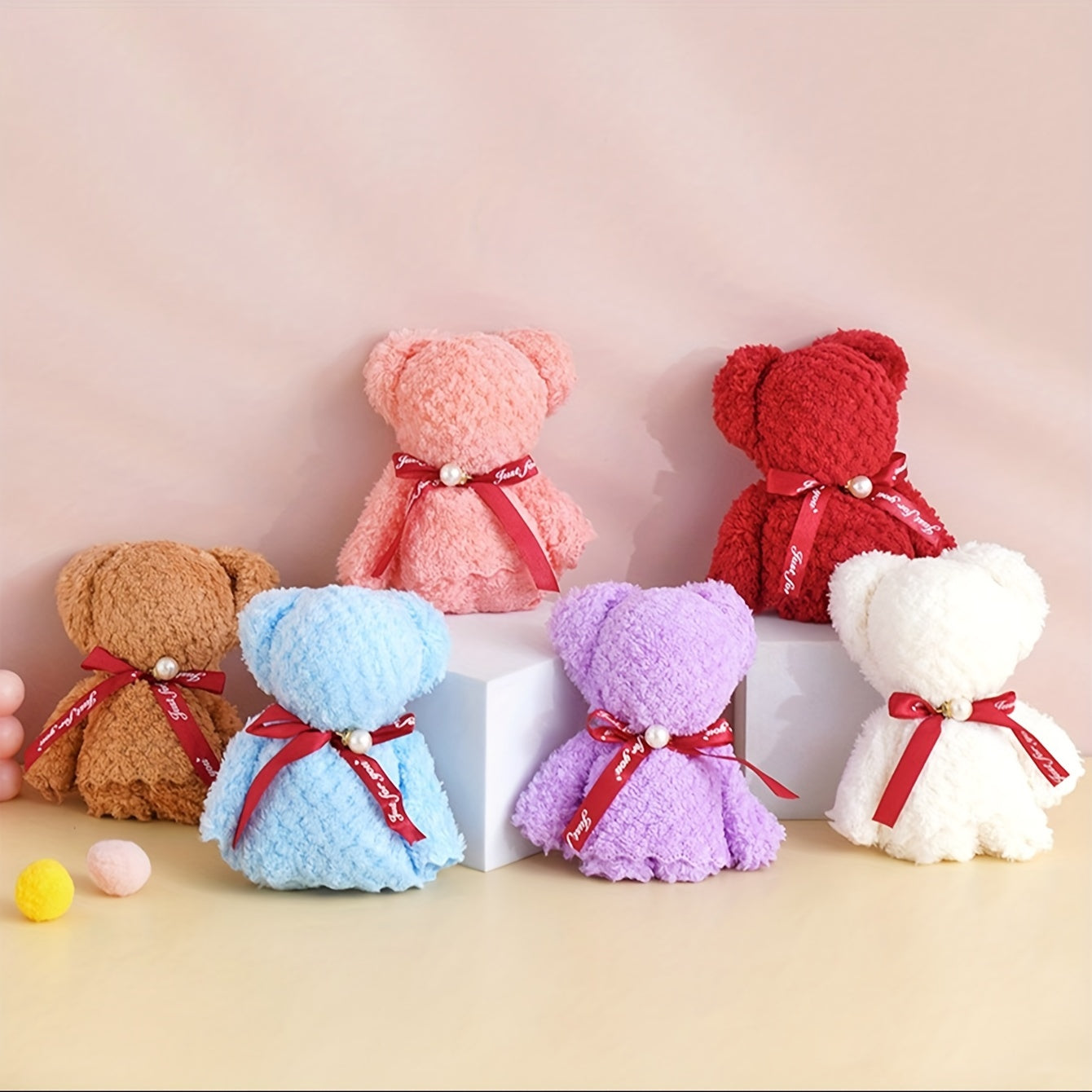 Plush Bear Towel 30x30cm Multicolor Soft Decorative for Kids and Gifts