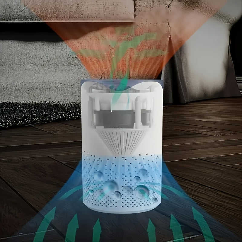 Quiet USB Air Purifier for Bedrooms Office Dust Pet Dander Gray White