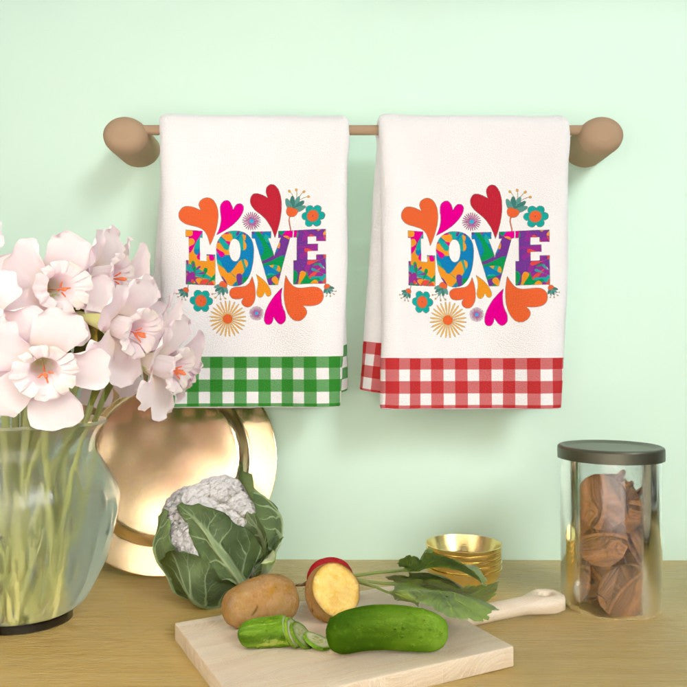 Two Pieces Valentine Heart Towels 45.72x66.04cm Soft Absorbent Gift Set