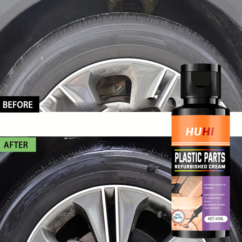 Crema de restauración para interior de coche 40ml Plástico ABS Cuero Salpicadero Negro Brillo de neumáticos