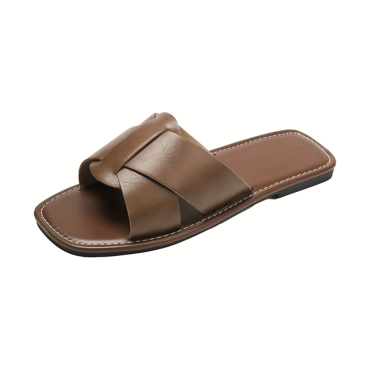 Women Slip-On Slide Sandals Retro Open-Toe Flat with Adjustable Straps