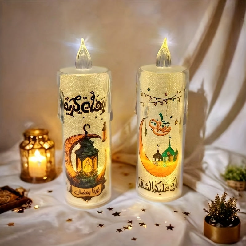 LED Flameless Candles with Islamic Motifs for Ramadan Indoor Outdoor Decor Party Family Celebrations