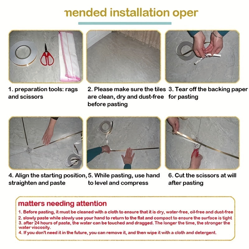 Waterproof Decorative Tape for Walls Floors Ceilings Silver or Gold