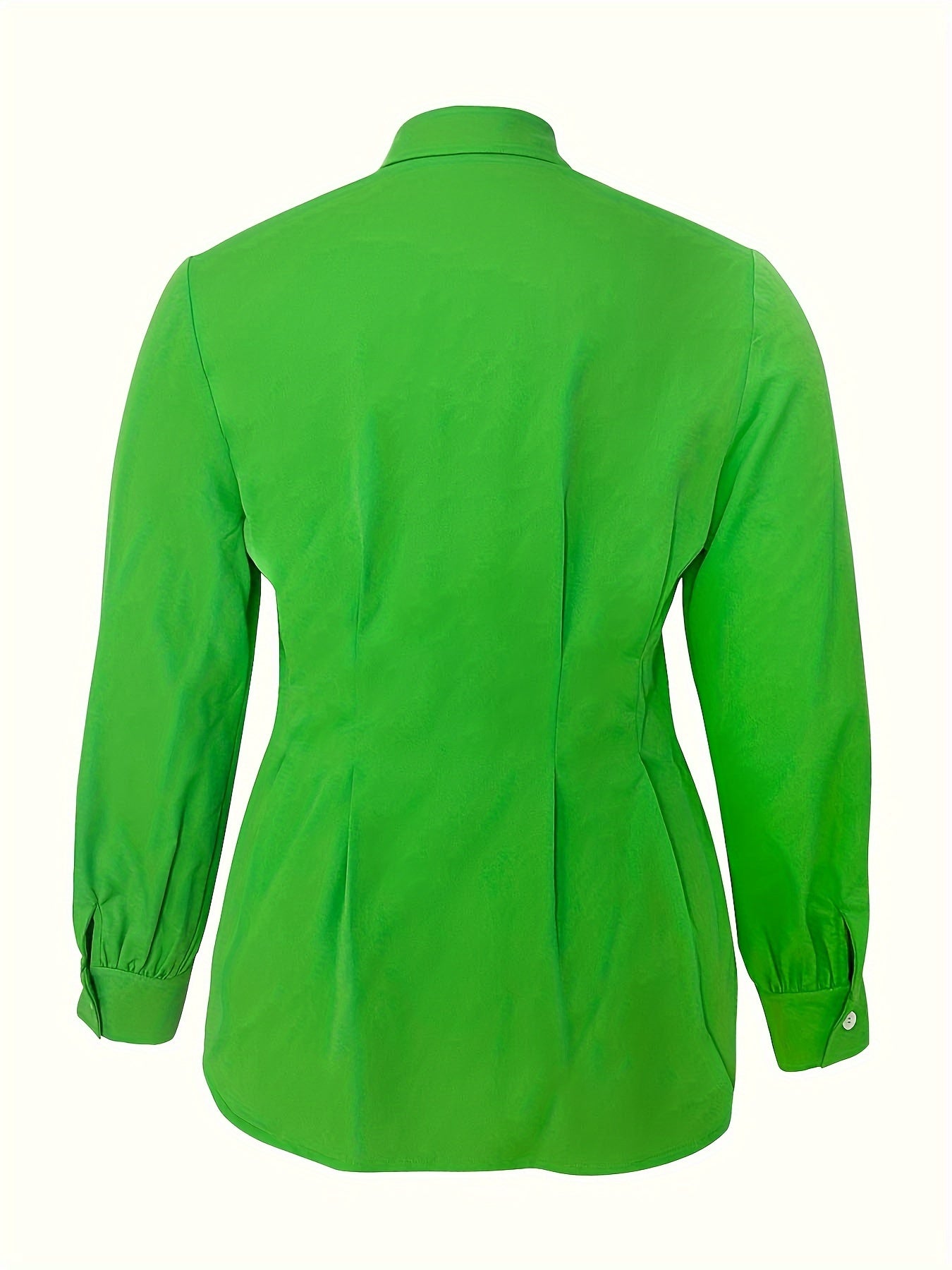 Women's Plus Size Casual Blouse Solid Button-Up Lantern Sleeve Turn Down Collar