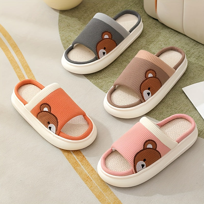 Women's Linen Indoor Slippers Non-Slip Breathable for Home Use