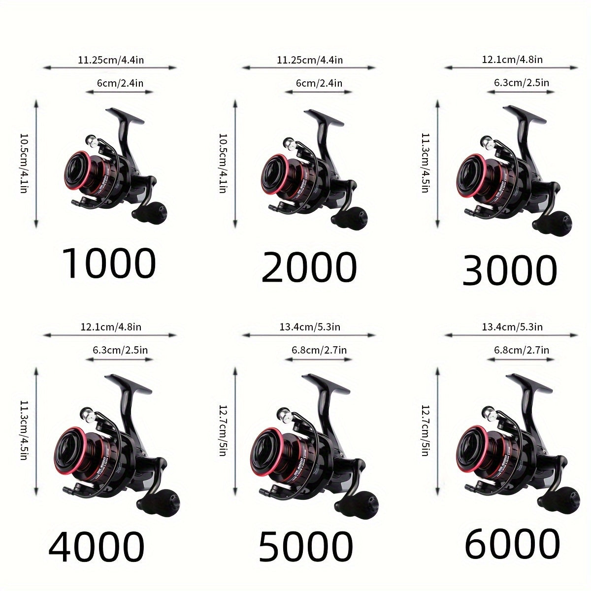 High-Speed Spinning Reel 17+1BB Lightweight EVA Grip Durable Nylon Metal Ambidextrous Black Red