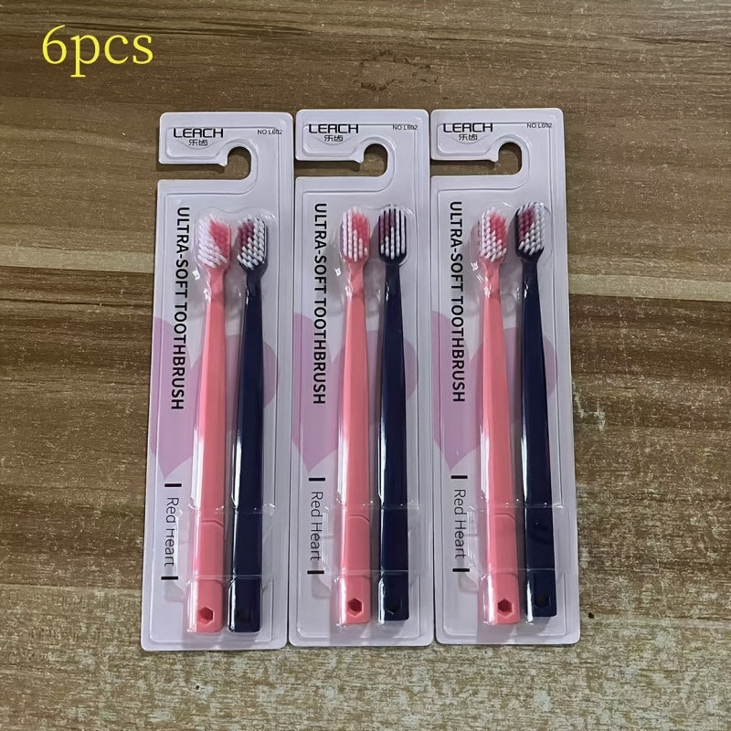 Adult Soft Bristle Toothbrushes Pack of 2 4 or 6 Compact Head Travel Friendly