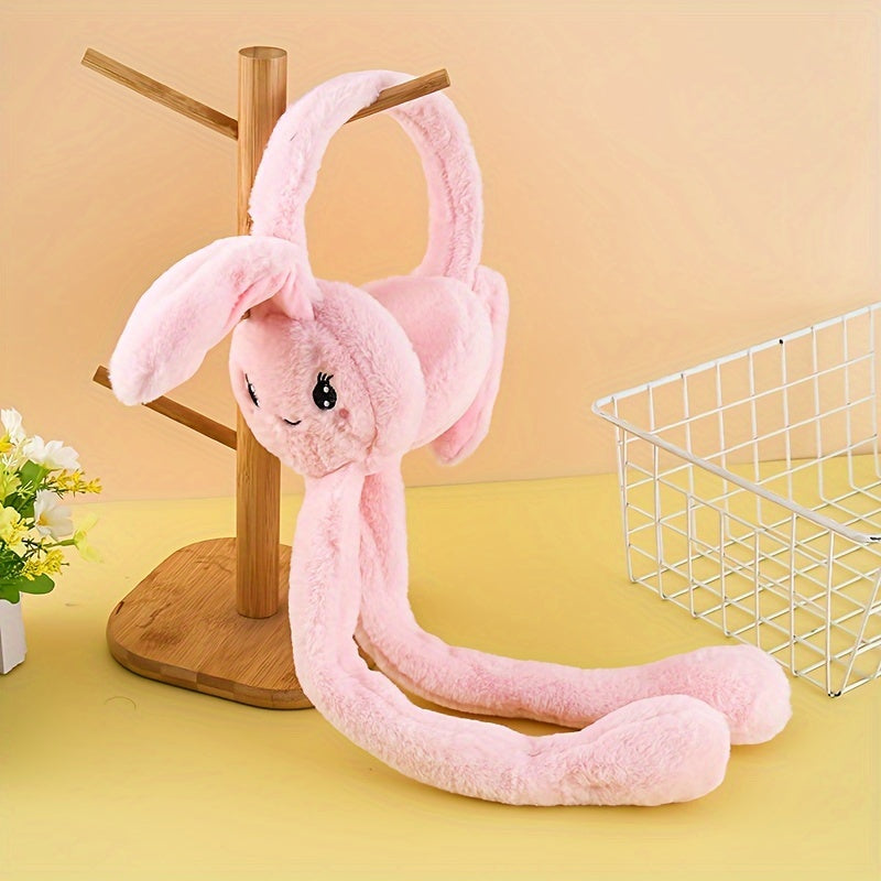 Soft Knitted Bunny Ear Ear Warmers, Stretchable Polyester, Hand Washable, Cozy Ear Protection