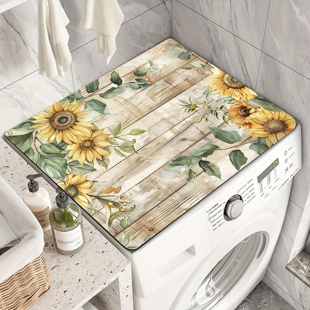 60cm x 60cm Sunflower Pattern Dust Cover for Washer and Dryer Protector