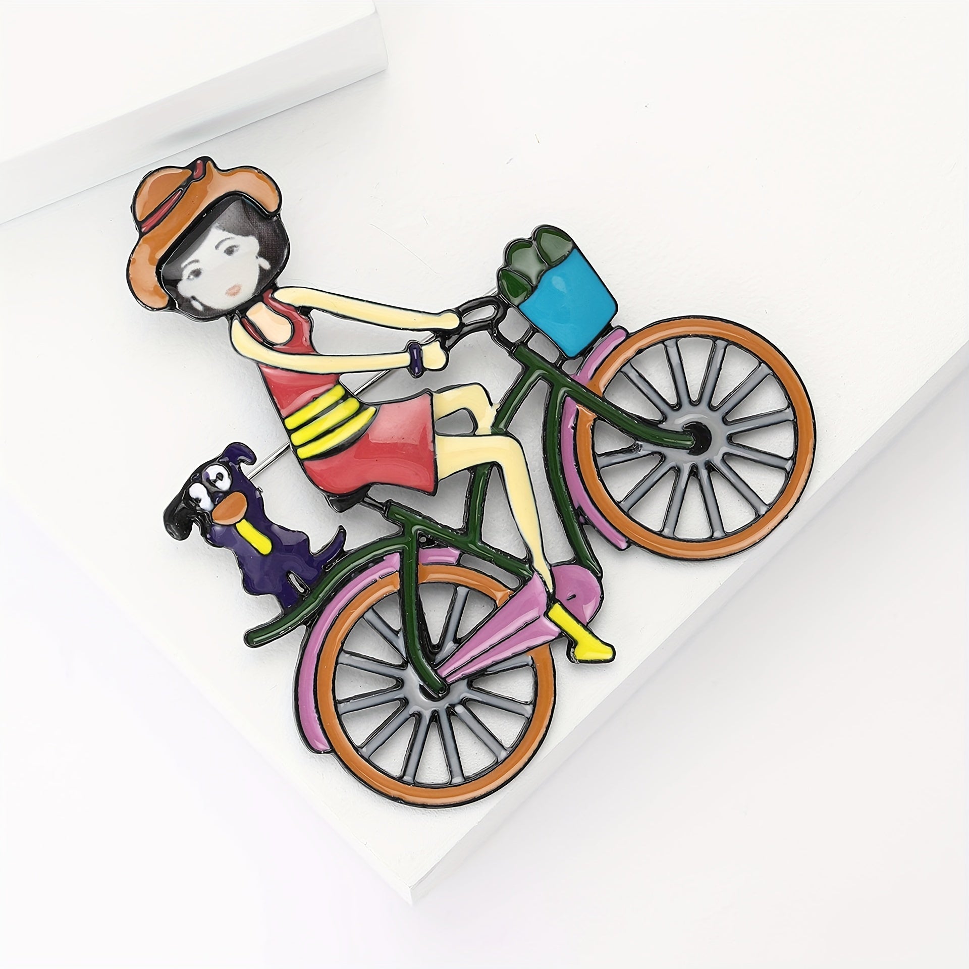 Girl Acrylic Cycling Brooch Pin Quirky Cartoon Fashion Accessory for Clothing Bags