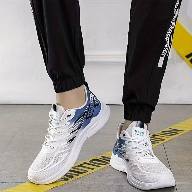 Men's Casual Sports Shoes with Anti-Slip Sole and Fabric Upper for All-Season Running