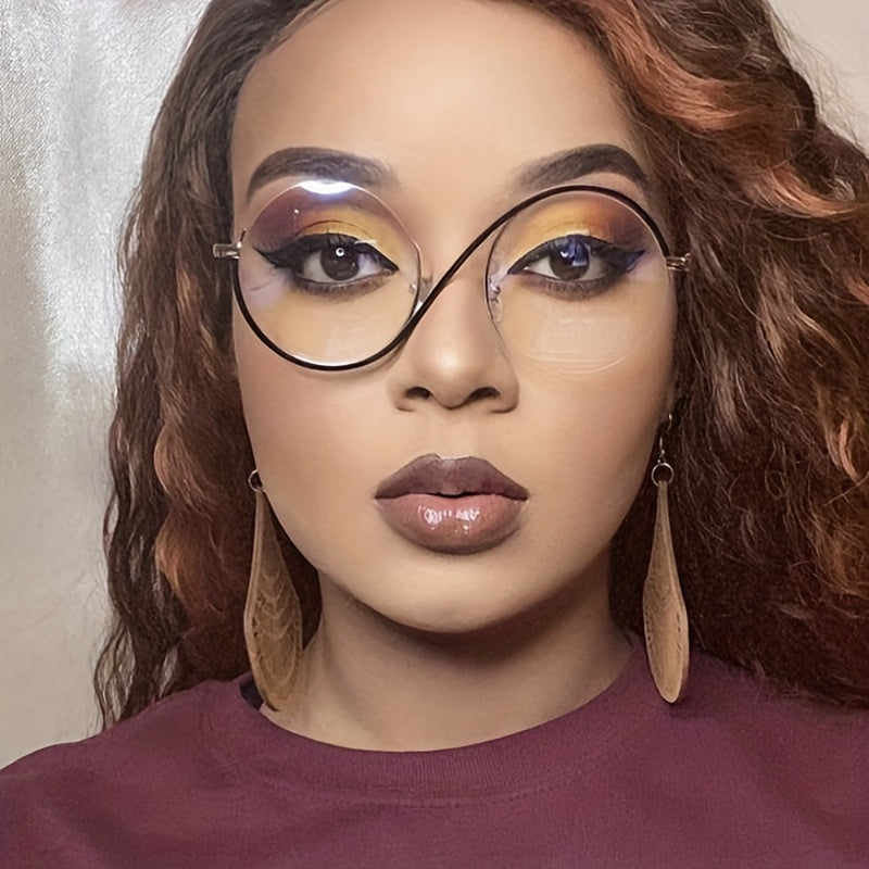 Unisex Semi-Rimless Spectacles with S-Shaped Clear Lenses for Men and Women