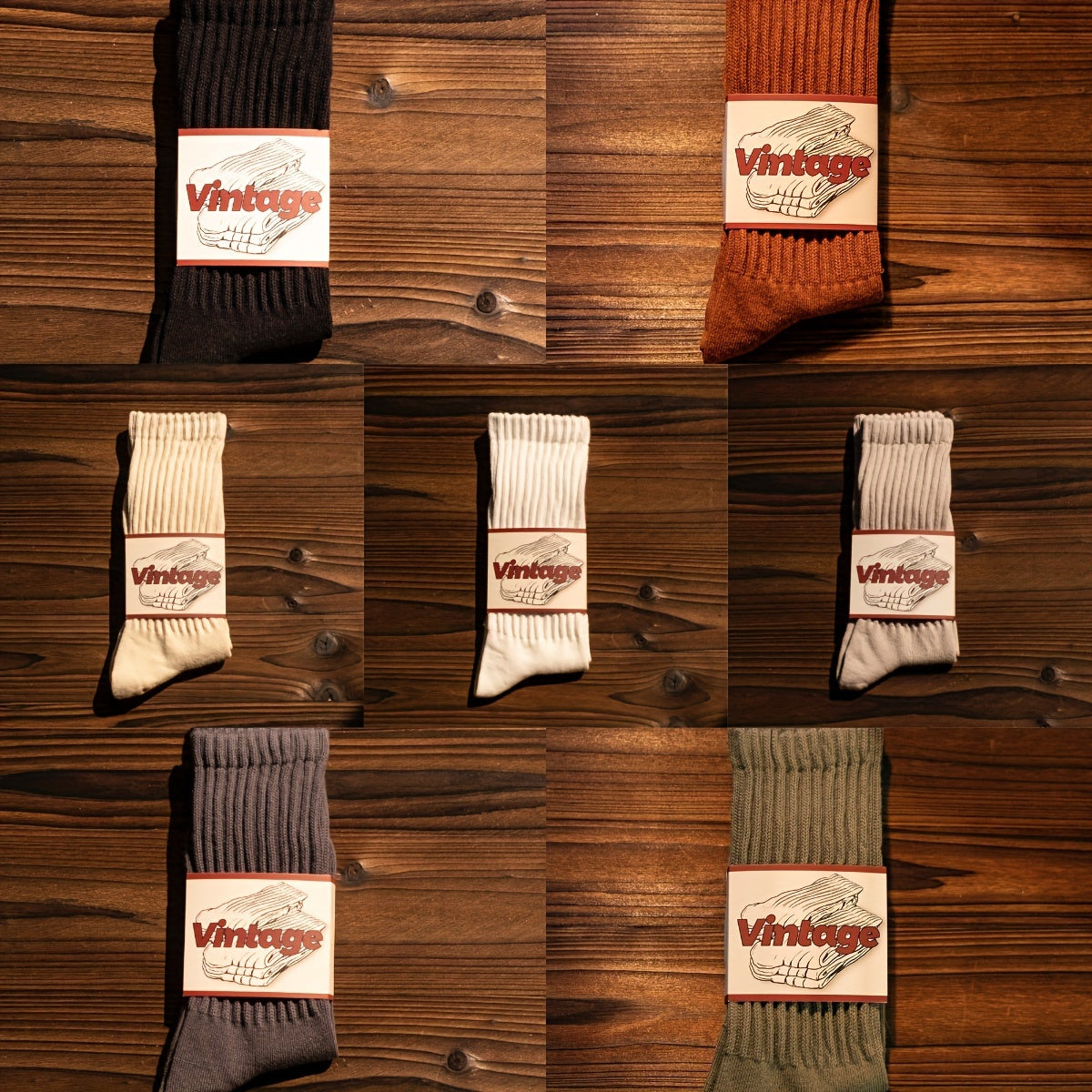 Men's and Women's Retro College Style Knit Socks Breathable Thick All-Season Cotton