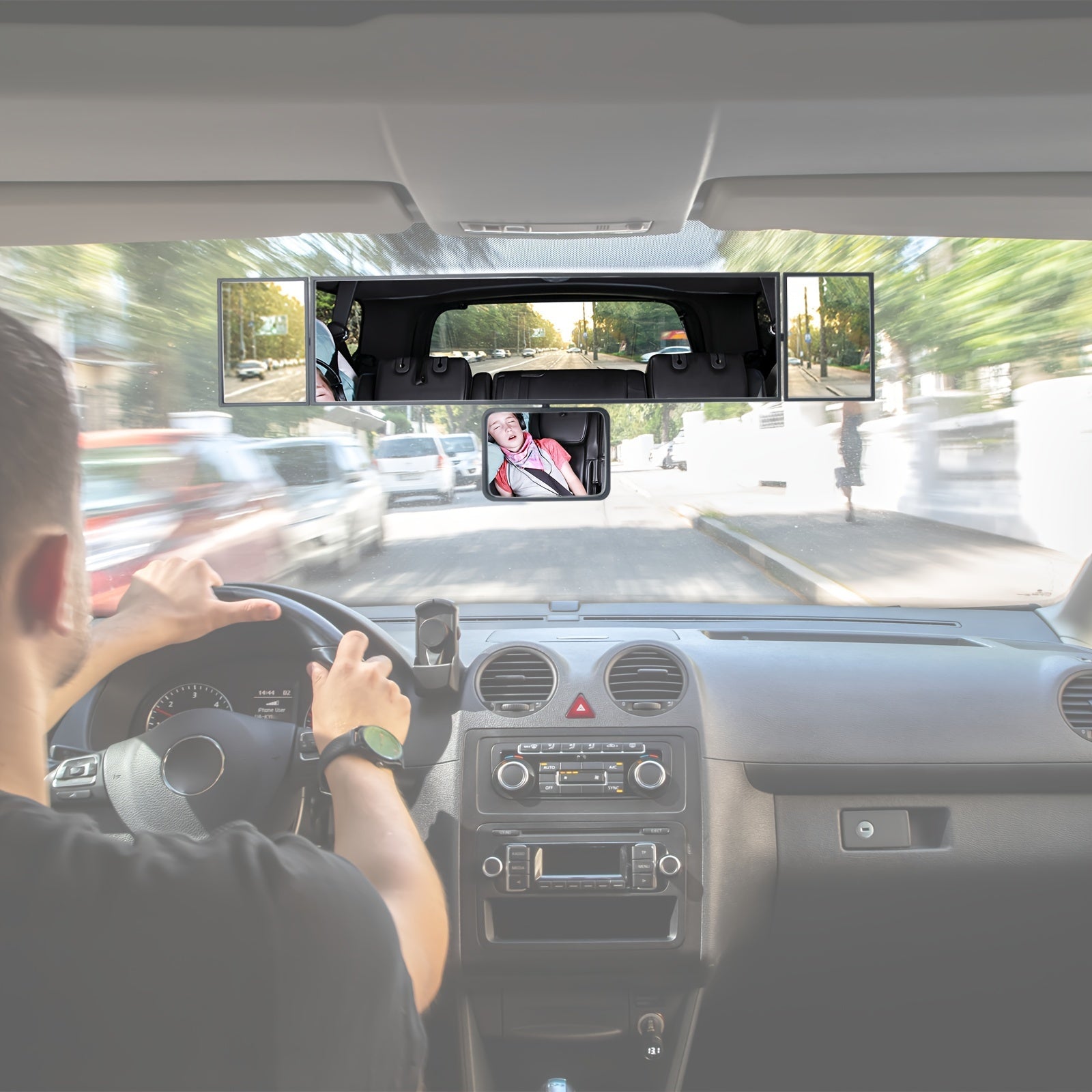 Universal Foldable Car Mirror Widening Field of View Adjustable Quadruple Folding