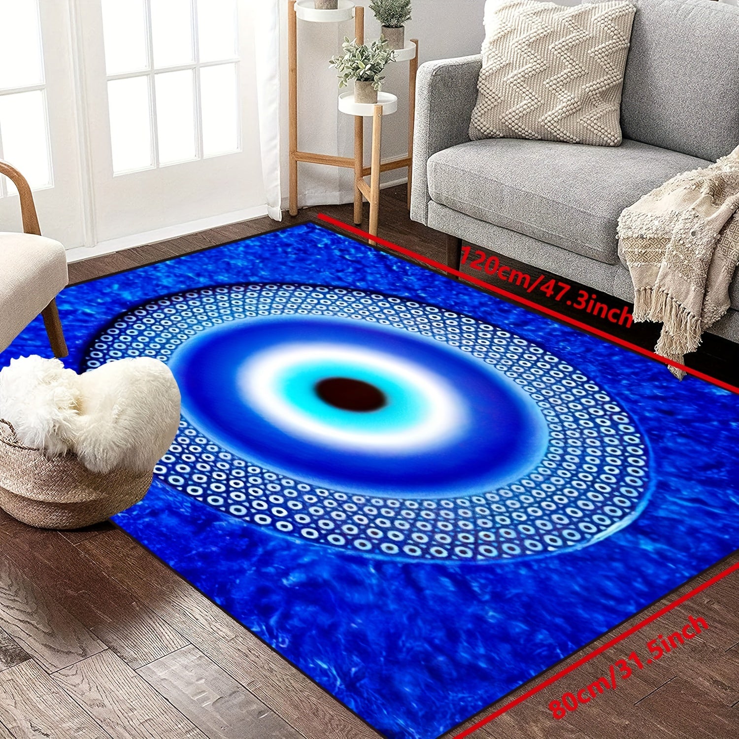 Koʻk Yovuz Koʻz Doira eshigi mato, sirpanmaydigan, yuviladigan, ichki va tashqi, polyester