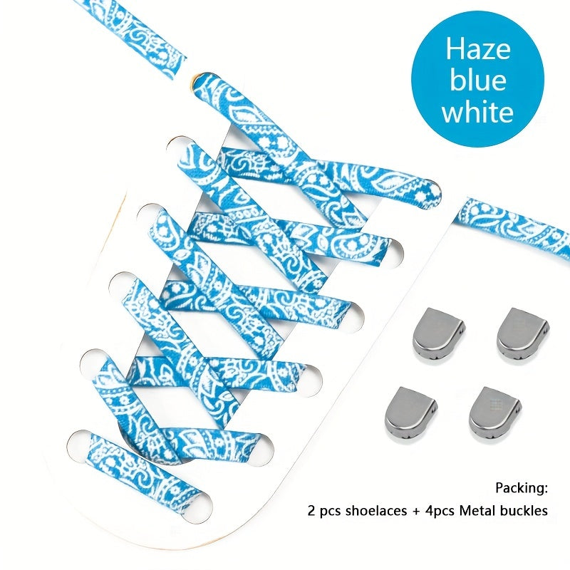 Unisex Elastic Cashew Flower Shoelaces 100cm for Sports and Casual Shoes