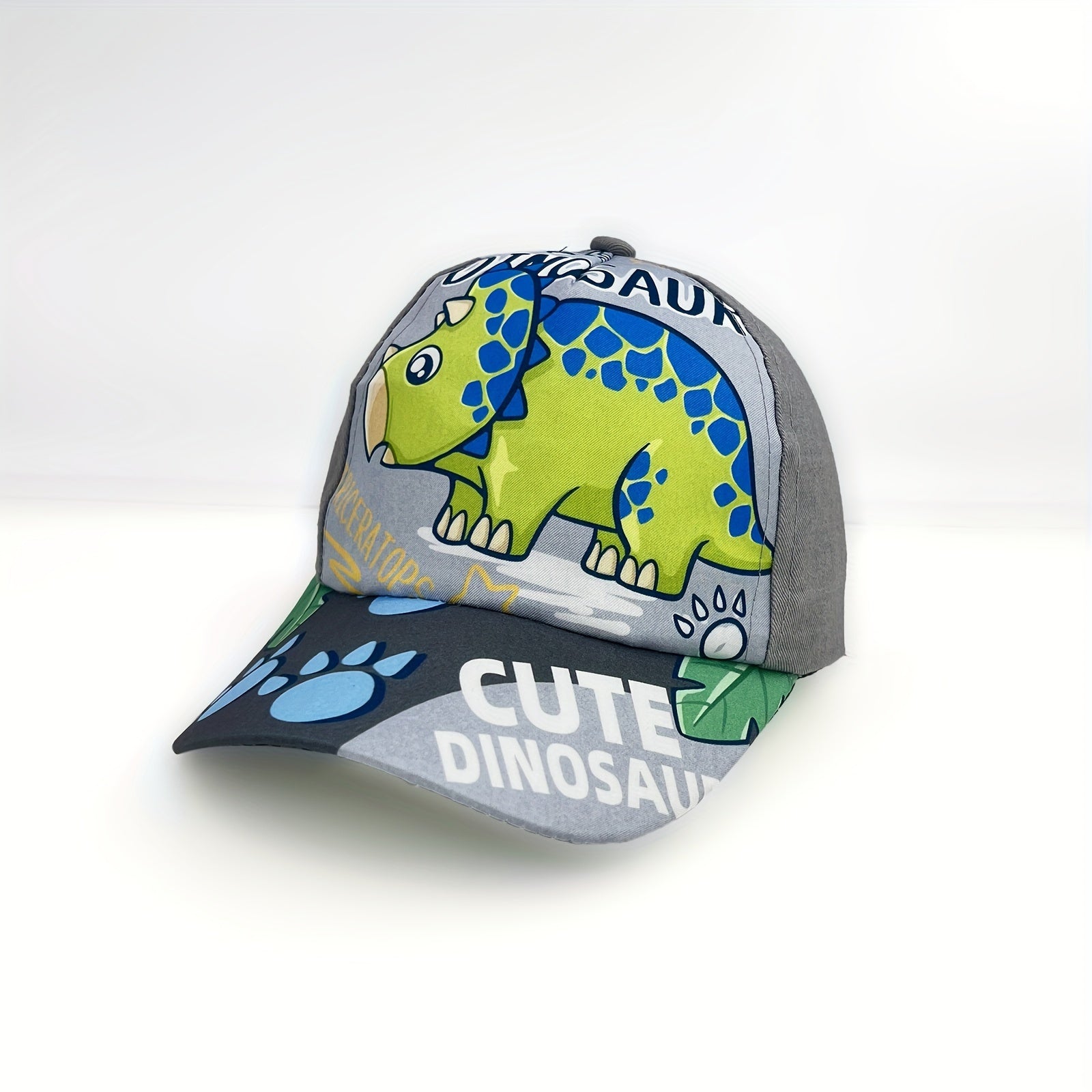 Kids Adjustable Cartoon Dinosaur Print Baseball Cap Lightweight All-Season Fitted for Boys and Girls